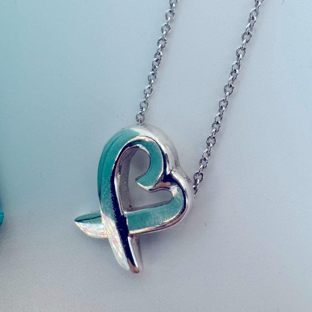 Tiffany & Co. Elsa Peretti Small Open Heart Necklace Sterling Silver 15mm W Box - Picture 10 of 13